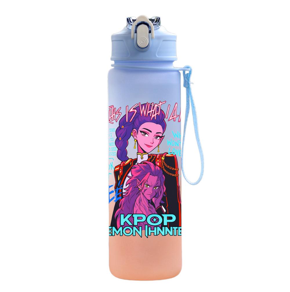 750Ml Water Bottle Cartoon K-Pop Demon Hunters Printed Large Capacity Drinking Cup Portable Outdoor Sports Water Cup Children Kid Gift
