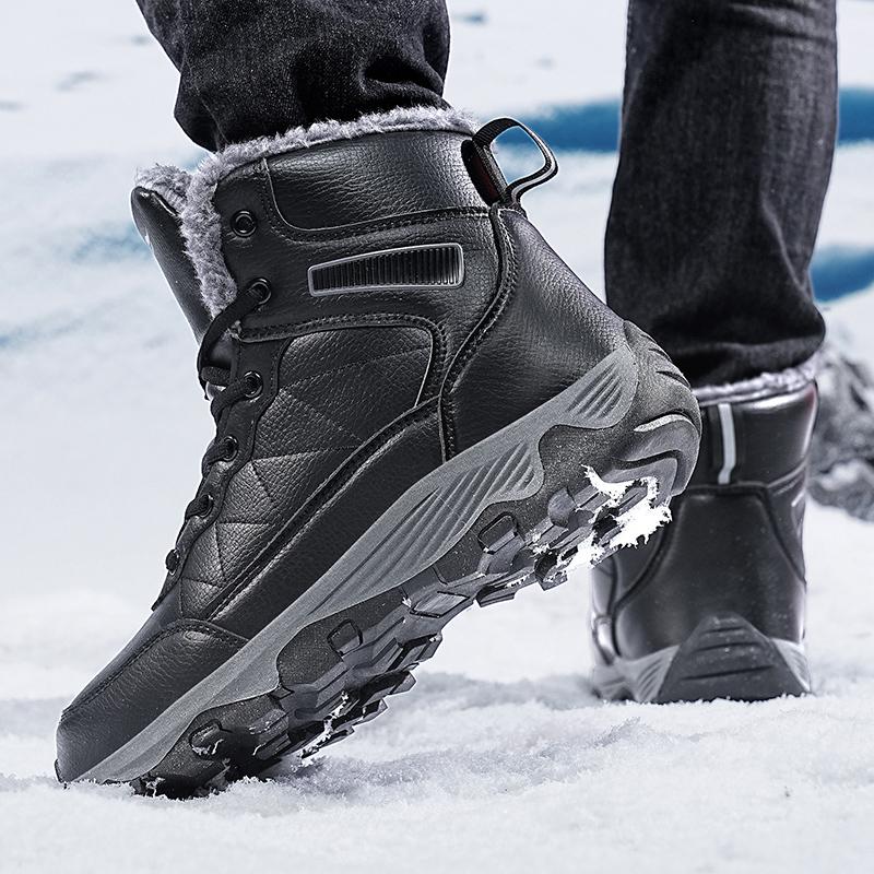 NeW Men Winter Snow Boots For Waterproof Leather Sneakers Super Warm Men's Boots Outdoor Male Hiking Boots Work Shoes Size 39-48