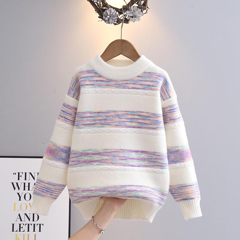 Mädchen Pullover, Western-Stil Unterhemden, Herbst und Winter Koreanische Version von Farbblockierenden Kinder Rundhals Oberteilen
