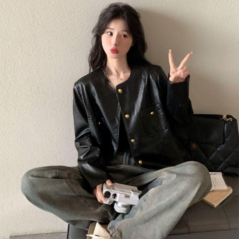 Trendy Loose PU Jacket for Women, Spring Autumn Street Style Coat, Fashionable Oversized Clothes