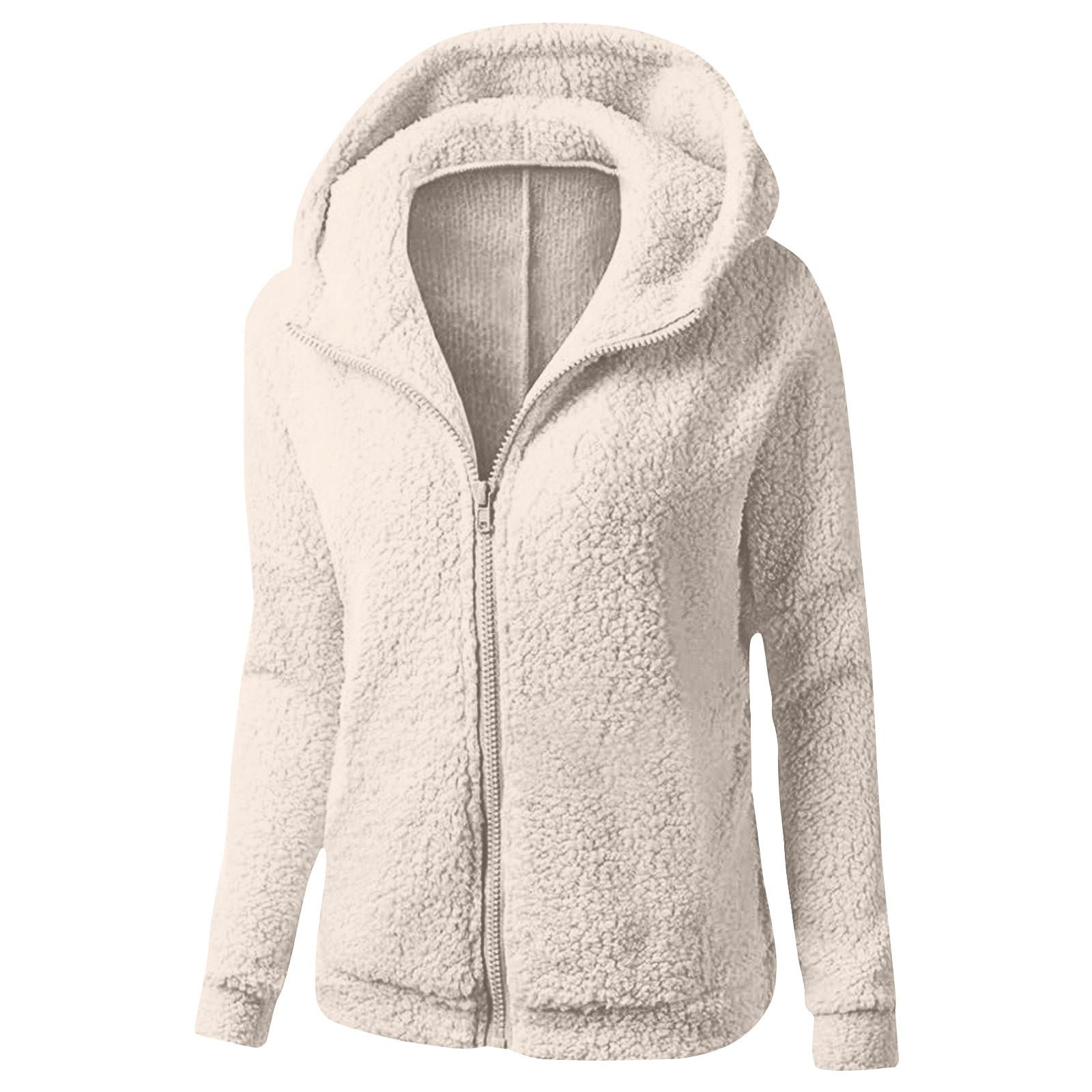 Женское зимнее пальто с капюшоном из плюша — фото 4