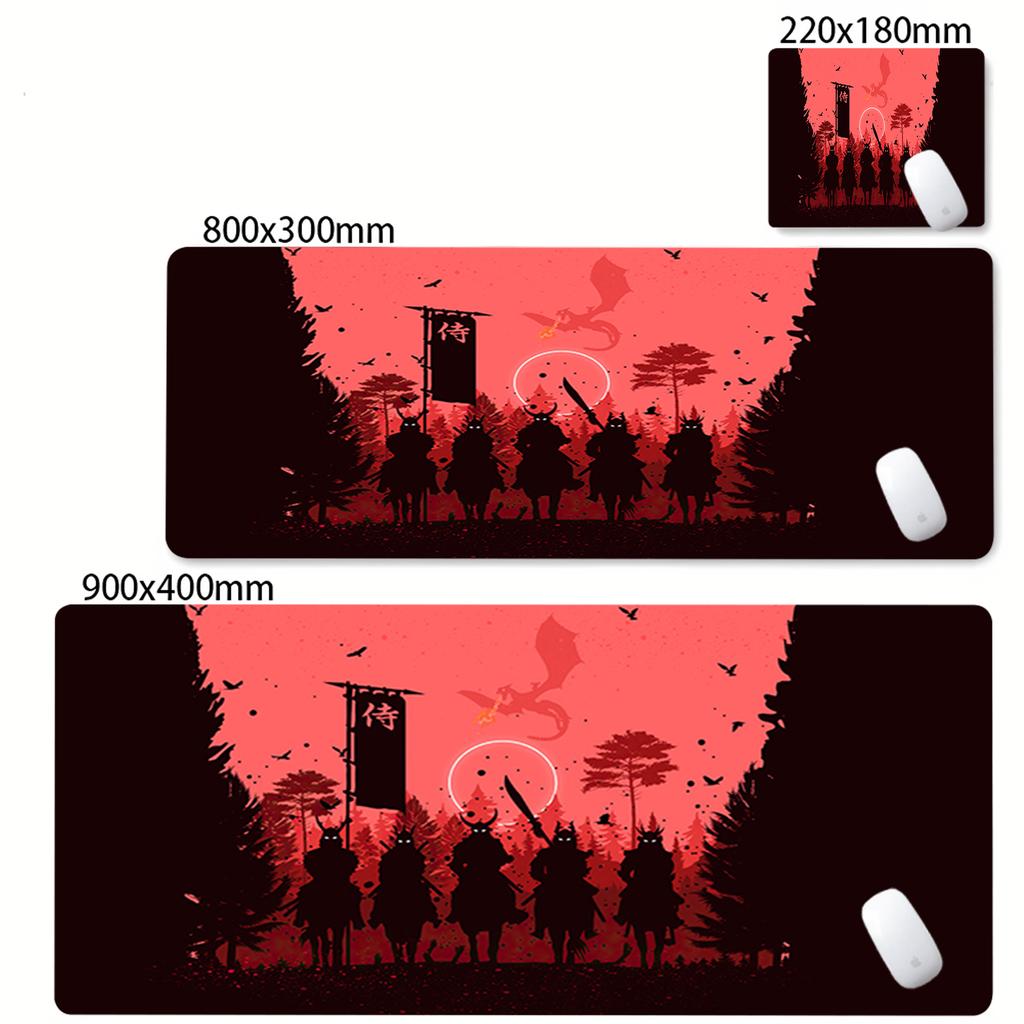 Game Mouse Pad Japanese Samurai Devil Mousepad Black Gamer Desk Mats Esports Mouse Pad Carpet Gaming Accessories Table Mat