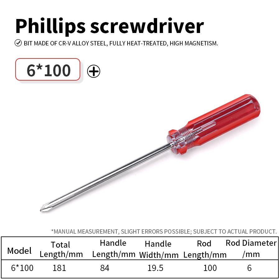 1PC Screwdriver Transparent Head Mini Small Portable Radish Head Handle With Flat Head Slotted Phillips Cross Repair Hand Tool