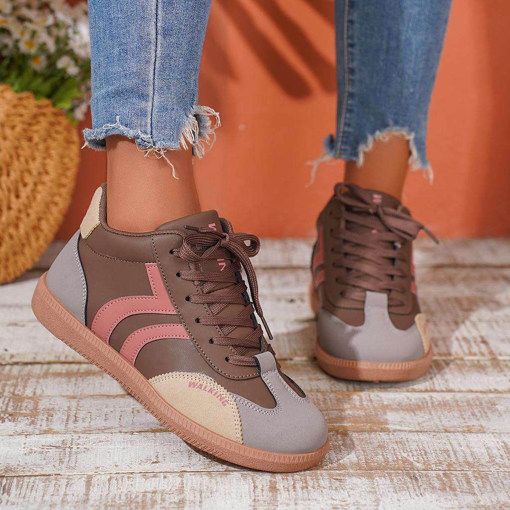 Fashion New high-top casual sports shoes for autumn and winter, large-sized lace-up anti-slip round-toe lace-up women's single shoes