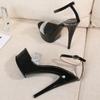 Fashion Fine Heel Crystal Women's Sandals Summer New 14.5 Cm High Heels Sexy Comfortable Ladies Wedding Shoes Catwalk Pole Dance