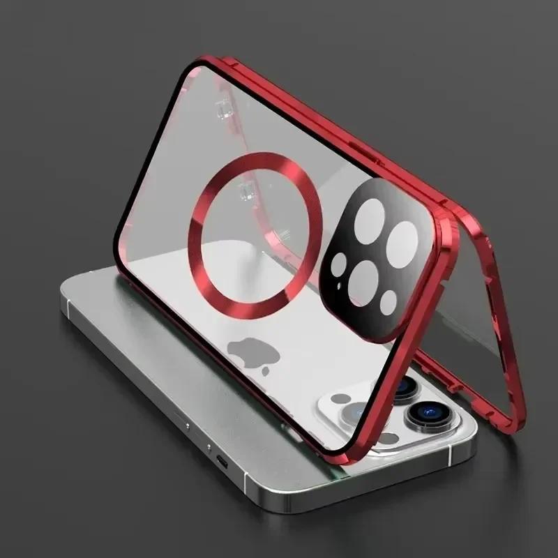 Metal Magnetic Double-Sided Buckle Case For For Iphone 16 1 14 Plus 13 12 Pro Max 16E Lens Protection Full Cover Shockproof