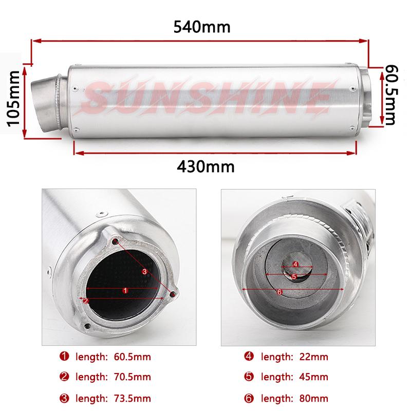 Motorcycle Exhaust Universal Pitbike Muffler Motorcross Modified Stainless Steel WRS Pipe For CB400 CB500F CB500X CBR300