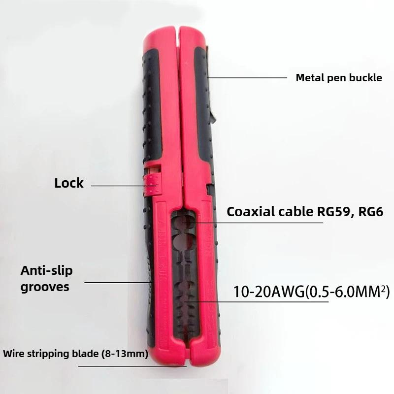 Multifunctional Cable Wire Stripper Cutter Pliers Hand Tool Hardware Tool Portable Anti-skid Handle Strip Pen Clip