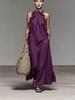 2026 Summer Halter Neck Ruffle Sleeveless Slimming Dress with Pockets