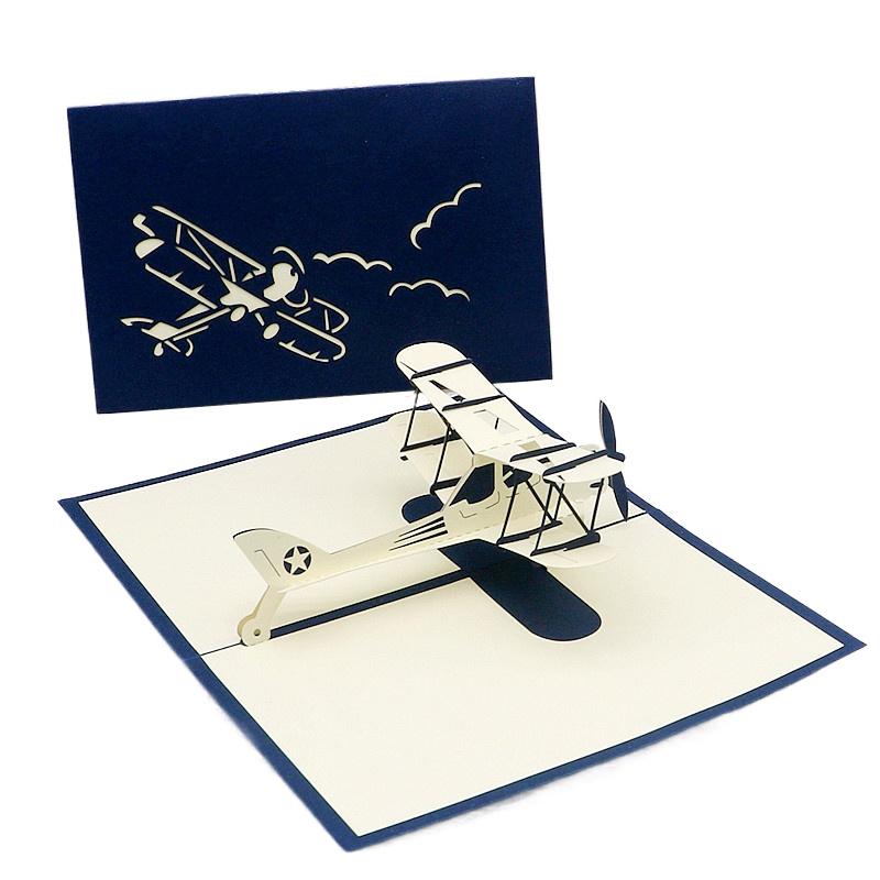

3D Pop UP Card Birthday Greeting Invitation Card Laser Cut Gifts Airplane Miniatures Postcard Envelopes Party Favors TMZ