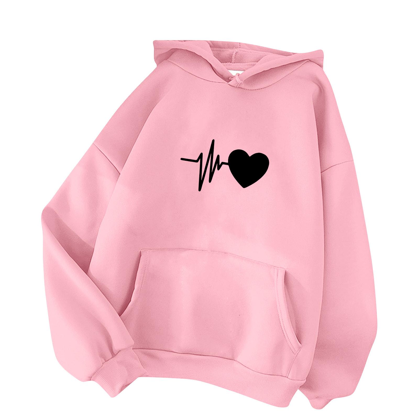 

Женская модная повседневная толстовка с капюшоном и длинными рукавами S розовый