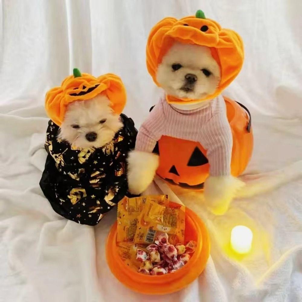 Dress Up Pet Halloween Hat Headdress Plush Cat Headgear Headdress Pumpkin Dogs Hat  Costume