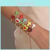 Style Turquoise Cross Heart Beaded Bracelet With Gold Accents For Women
