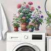 Fresh Realistic Potted Rose and Morning Glory Wall Stickers, Self-Adhesive Decor for Bedroom Balcony Laundry Room Decoration