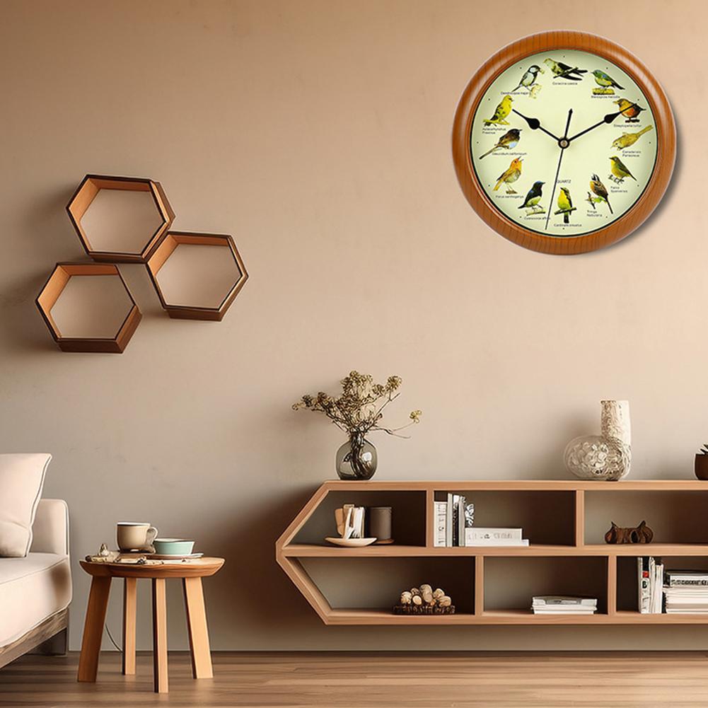 Christmas Music Clock Birdsong Wall Clock 13 Inch Diameter Charming Design Clock With Customizable Sound Settings