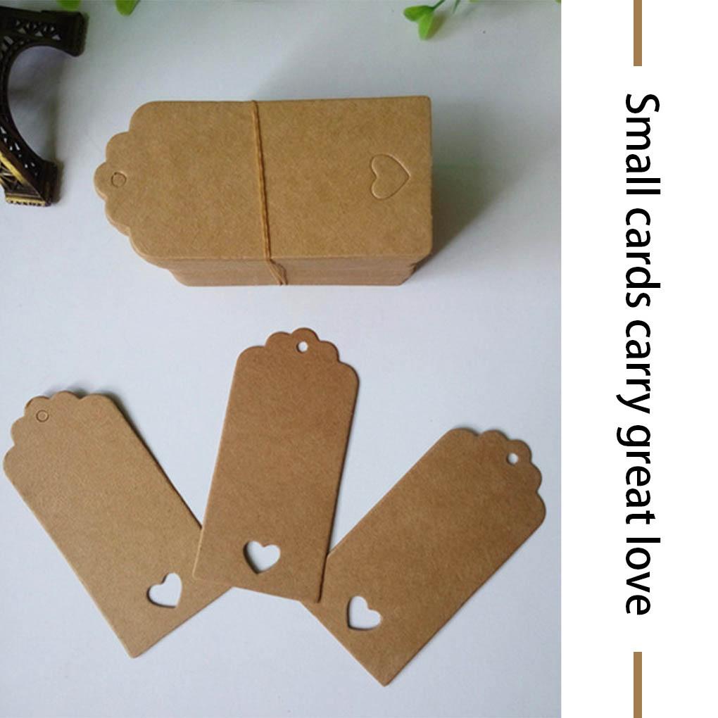 100pcs Paper Gift Tags Hollow Heart Vintage Craft with Jute String Wedding Favor