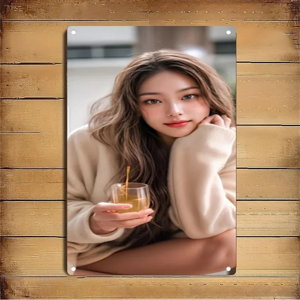 Vintage Korean Beauty Metal Wall Art - Woman & Cosmetic Poster Tin Sign, Retro Decor