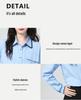 Elegant Blue Polo Collar Slimming Women's Long-Sleeve Shirt - 2026 Early Spring Arrival