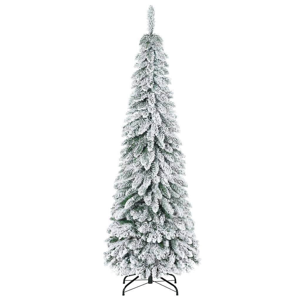 180cm Snow-Covered Christmas Tree with 523 Branches and Steel Base for Indoor Use