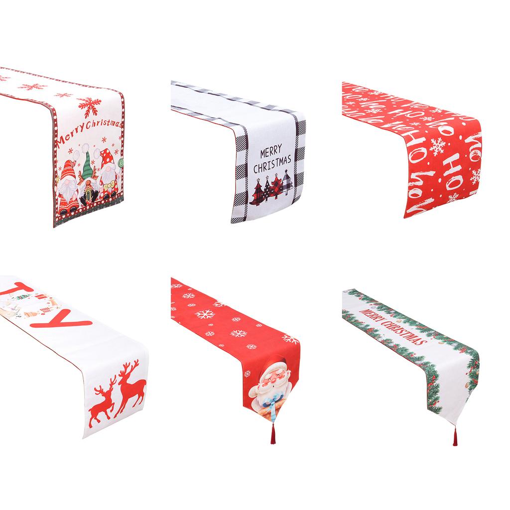 Merry Christmas Table Runner Dining Table Decoration Double Layer Tablecloth