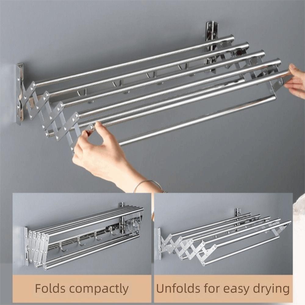 Stainless Steel Retractable Laundry Drying Rack Large Capacity Laundry Organizer Balcony