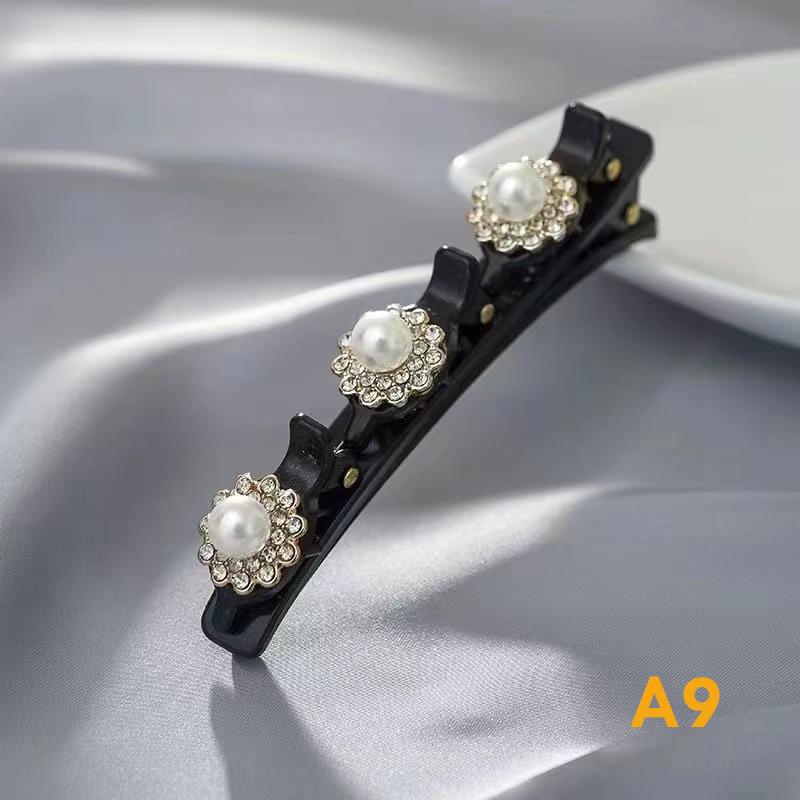 Sparkling Crystal Stone Braided Hair Clips Double Bangs Braided Barrettes Hairpins Women Girls Headwear Hair Styling Accessories