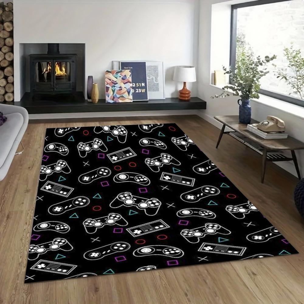 Retro Game Controller Carpet Mat Rug Home Decor Handheld Console Pattern Floor Carpet Gaming Theme European Style Vintage Design