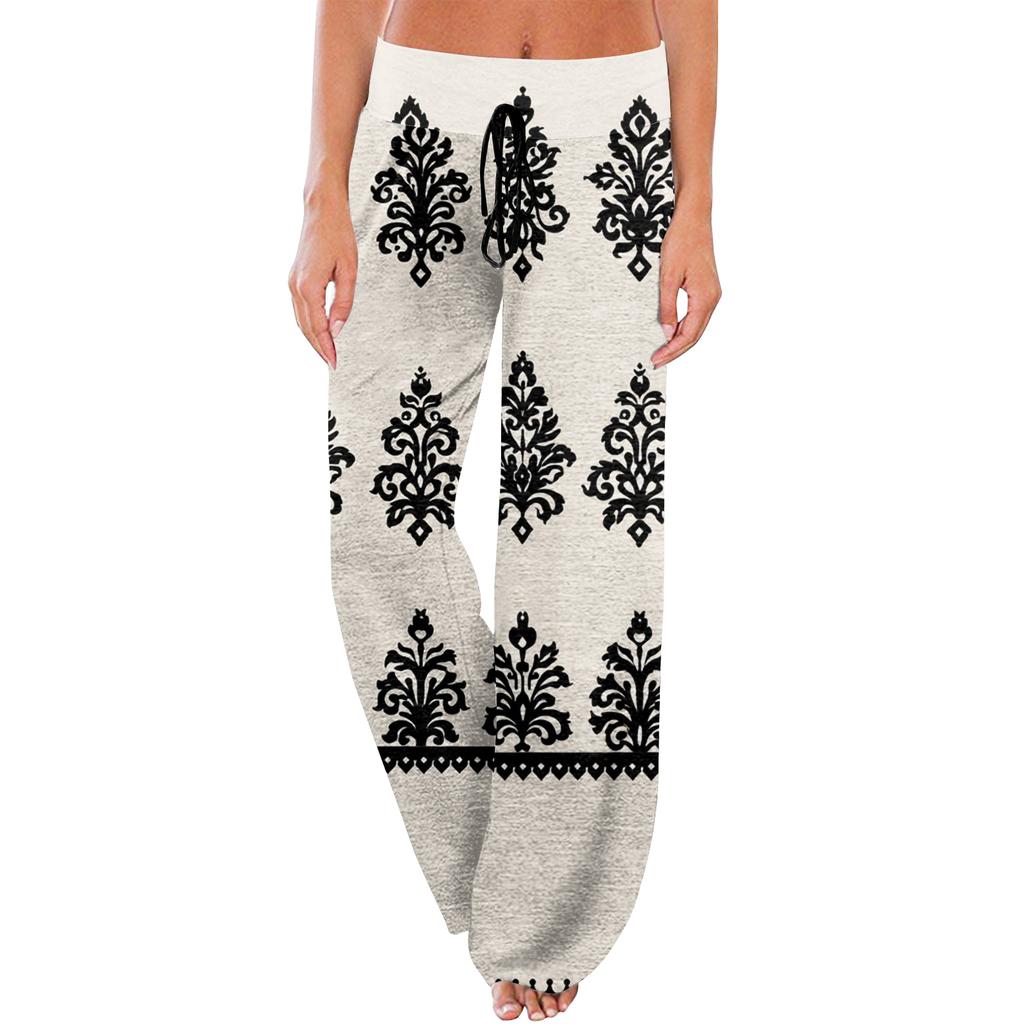 Women's Fashion Loose-Fit Drawstring Elastic Waist Casual Printed Pants