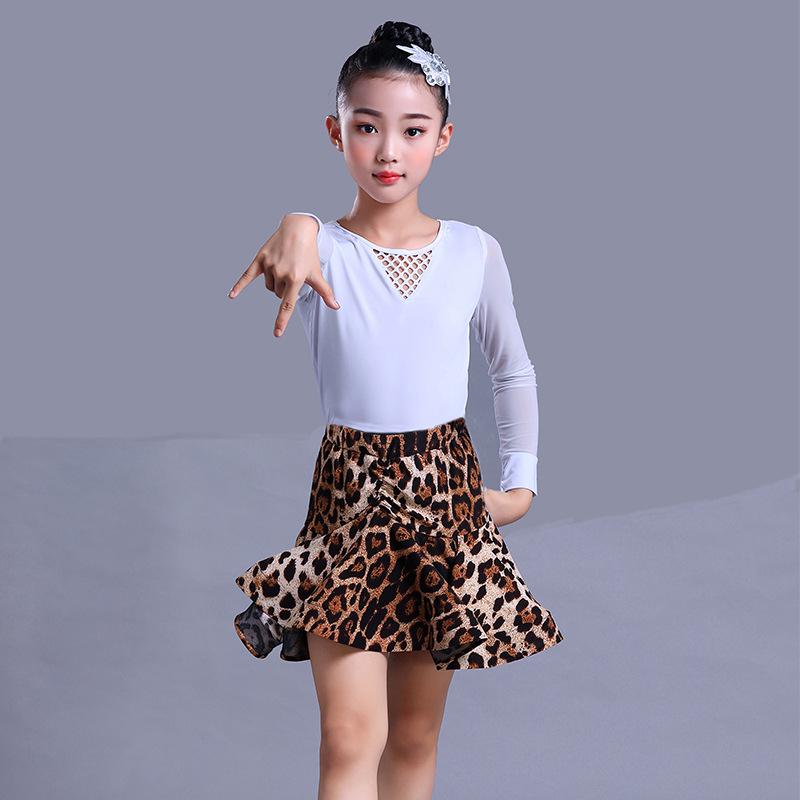 Girls' Exam Grade Latin Dance Costume Set - Long Sleeve Jumpsuit with Skirt for Autumn Practice