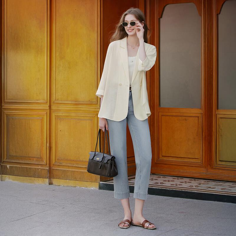 Women's Lightweight Acetate Blend 3/4 Sleeve Blazer