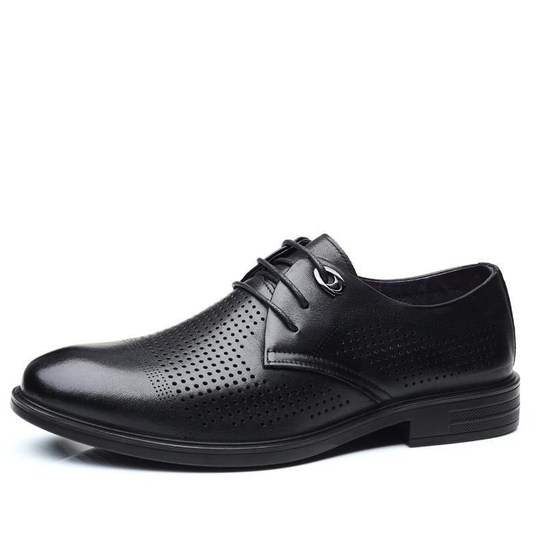 

Летние мужские повседневные сандалии из коровьей кожи Head Layer, туфли Cavern на шнуровке, дышащие полые кожаные туфли 44 чёрный