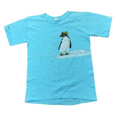 Vintage Wildlife T-shirt Single Stitch 1985 Penguin Graphic USA Blue Mens