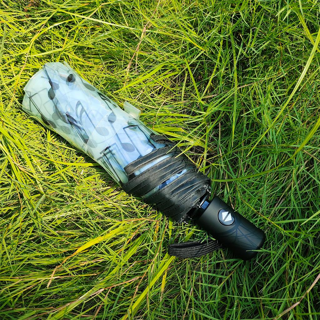 1 Piece of Transparent Umbrella with Note Pattern Pvc Material, Automatic and Manual, Portable Umbrella, Suitable for Traveling and Work Clothing