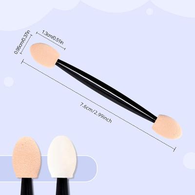 100 ks štěteček na oční stíny Jednorázový oboustranný houbičkový aplikátor na oční stíny Tyčinka na oční stíny Make-up Štětec na zrcadlový prášek na nehty, Černý