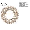 Rhinestone Ring Brooch Faux Pearl Brooch, Hollow Circle Alloy Lapel Pin, Elegant Clothing Jewelry Sweater Cardigan Coat Suits Accessories, Gift