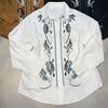 2025 Autumn Retro Long-Sleeve Shirt with Heavy Embroidery and Beadwork