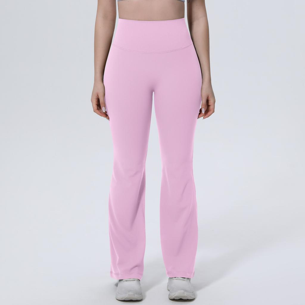 New solid color breathable high waist hip lift tight wide leg pants sports running fitness flared pants yoga clothes women