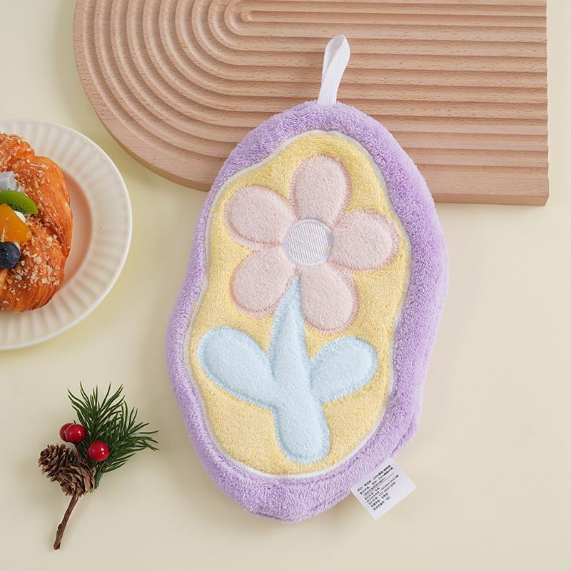 Cute Flower Handkerchief Hanging Toilet Kitchen Thick Cloth Super Absorbent Thick Handkerchief