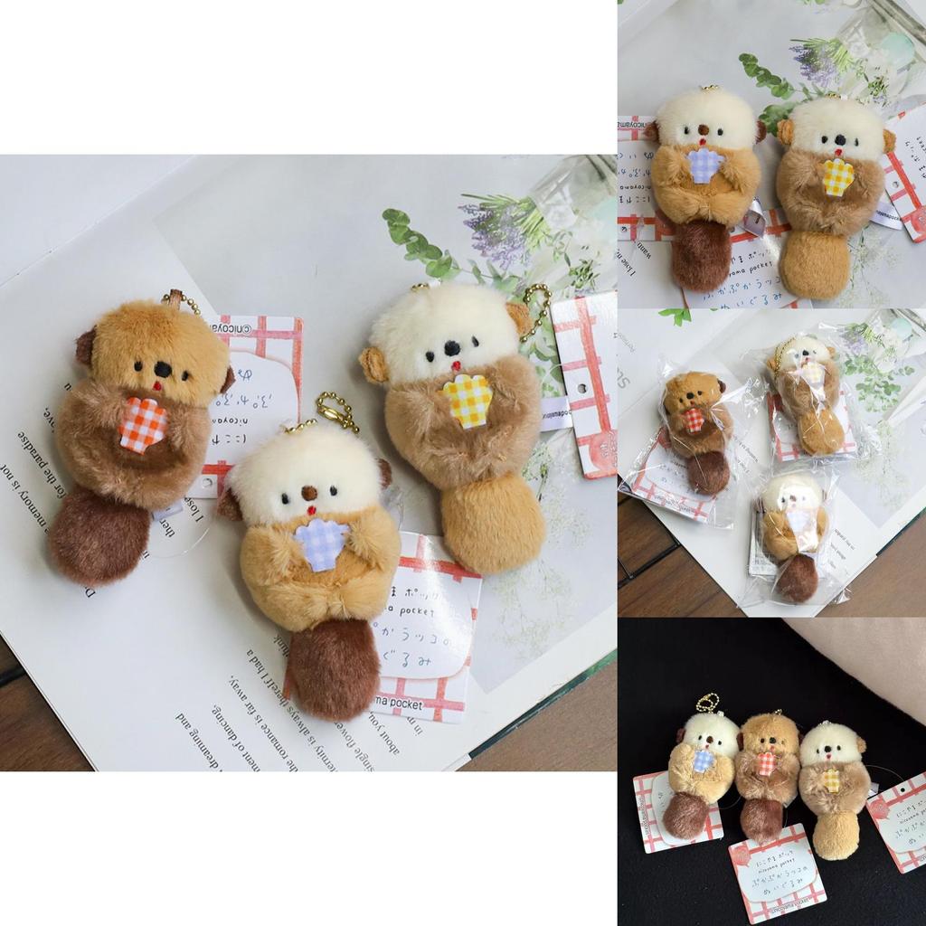 Adorable Cute Otter Plush Keychain Soft Stuffed Animal Shell Charm Gift For Kids