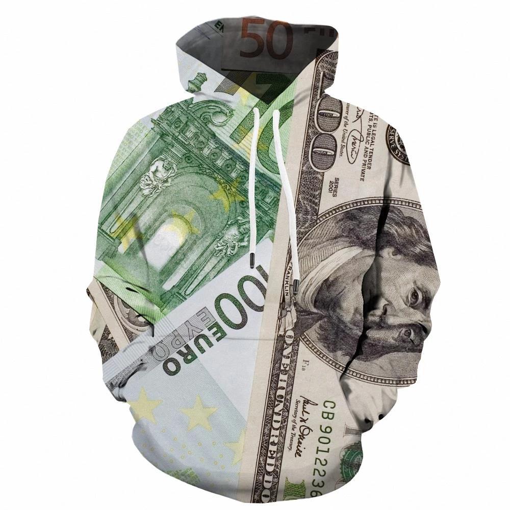 

Толстовка с капюшоном USD Fun Money 3D Printed Sweatshirt Harajuku Hip-hop Street Men s Hoodie Men s Cool 2023 Sweater