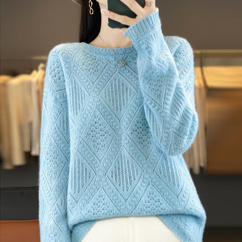 Women Sweater 100% Wool MODERN NEW SAGA O-neck Knit Pullover Thick Winter Jumpers Female Knit Tops