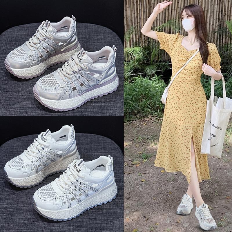 Hollow Dad Shoes Women's 2025 Summer New Thick-soled Breathable Mesh Versatile Casual Sports Super Fire Little White Shoes Women's Shoes