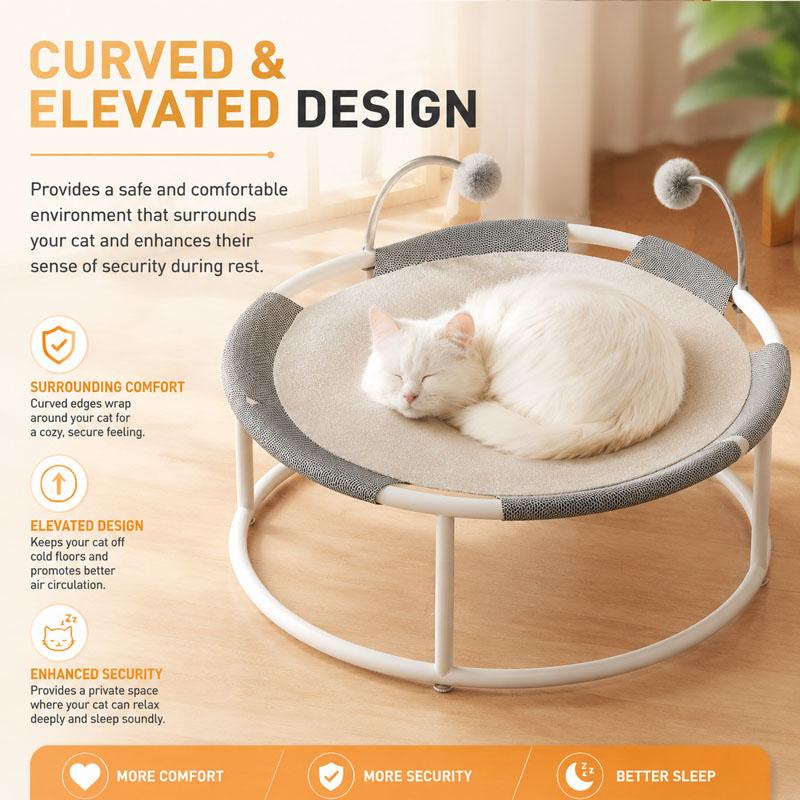 Summer breathable wrought iron cat bed all season universal moisture-proof cat hammock round mesh pet cat trampoline