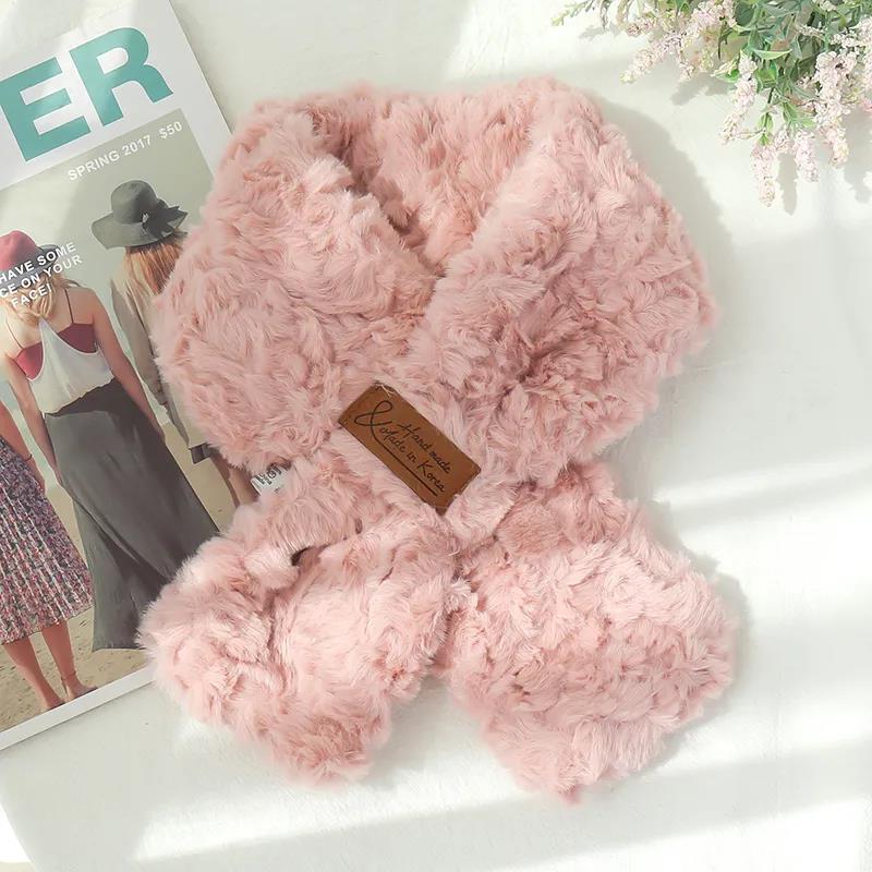 Vinterhaklapp Koreanskt mode Enfärgad plyschhalsduk Tjock Varm lammullshaklapp för kvinnor