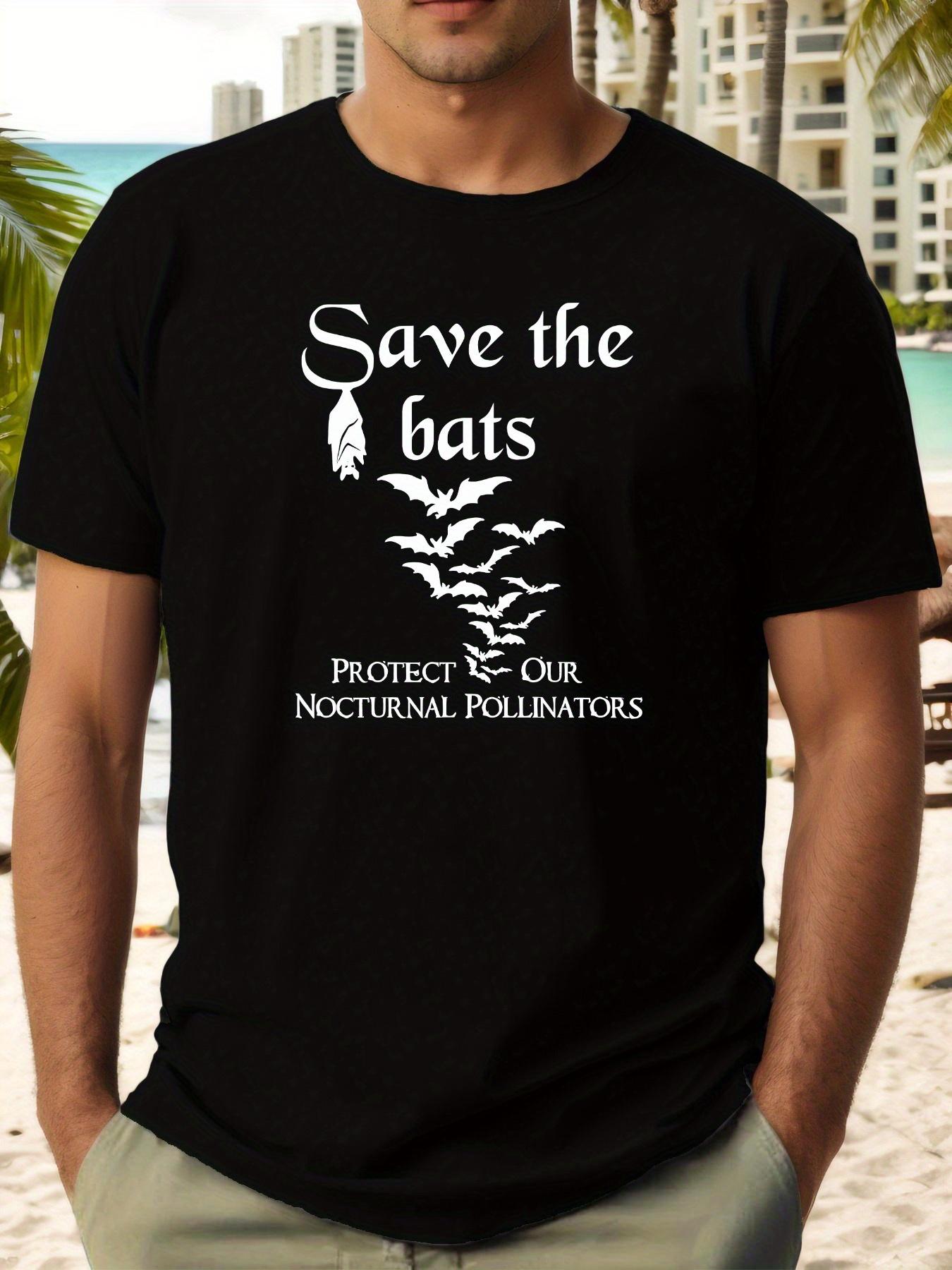Bat Print SAVE THE BATS Summer Simple And Stylish Short-Sleeve T-shirt XXXL