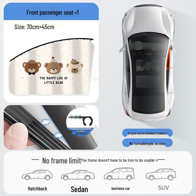 Auto-Sonnenschutz: Cartoon-Tier-Sichtschutzvorhang für Babys, Hitzeschutz & Verdunkelung für Seitenfenster