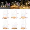 LED Light Dome Cloche Glass Display Dome with Wooden Base Fairy LED Lights for Cool Room Decoration Vase Container