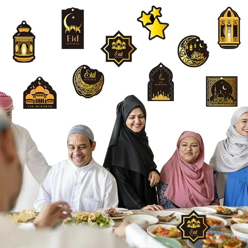 10 st/set Ramadan Heminredning Månstjärnor Slott Hängande Ornament Islamisk Muslimsk Festtillbehör Mubarak Eid Gåva Dekoration