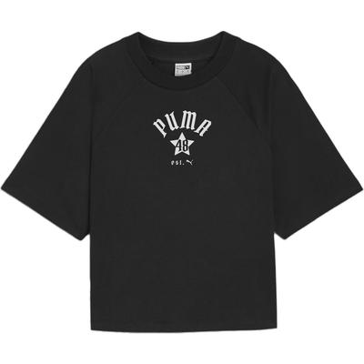 Letter And Number Casual Loose Round Neck Short Sleeve Raglan T-Shirt Women T-Shirt Black 630325-01