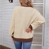 Neuer Herbst- und Winter-Pullover mit Kontrastknöpfen und Rundhalsausschnitt Europäischer und Amerikanischer Laternenärmel-Pullover für Damen